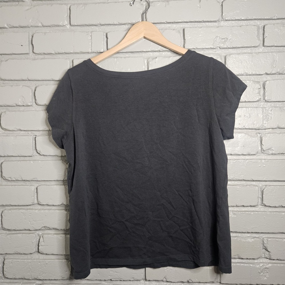 Eileen Fisher Womens Top Large Grey Organic Cotton USA Short Sleeve T Shirt - Picture 5 of 13